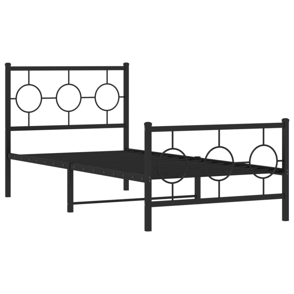 Estructura cama sin colchón con estribo metal negro 90x190