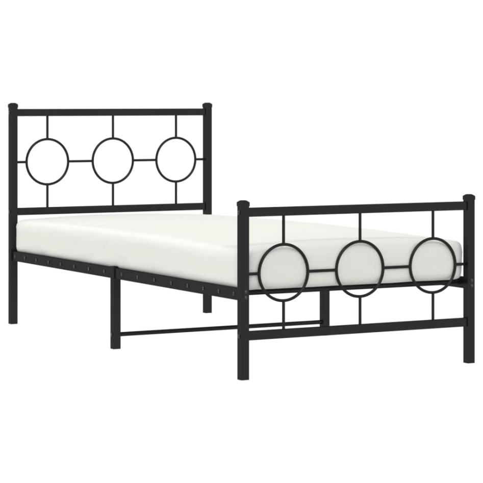 Estructura cama sin colchón con estribo metal negro 90x190
