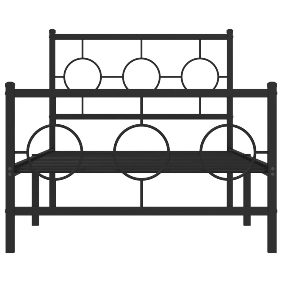 Estructura cama sin colchón con estribo metal negro 90x190