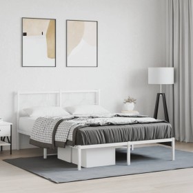 Estructura cama sin colchón con cabecero metal blanco
