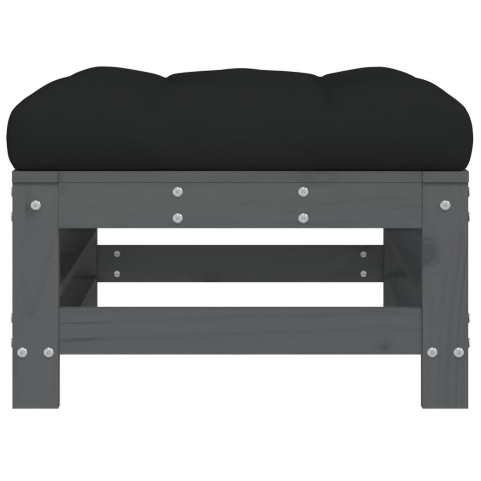 Taburetes de jardín con cojines 2 uds madera maciza pino