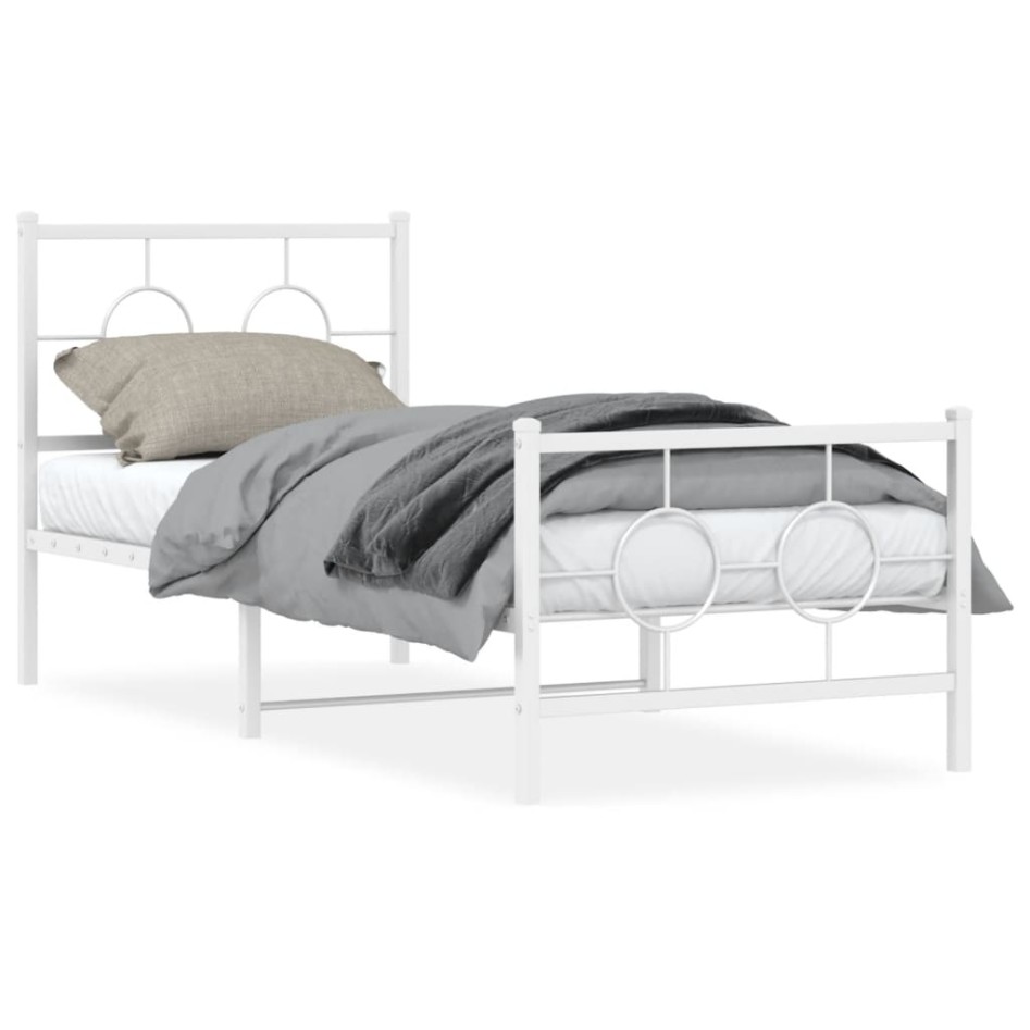 Estructura cama sin colchón con estribo metal blanco 75x190