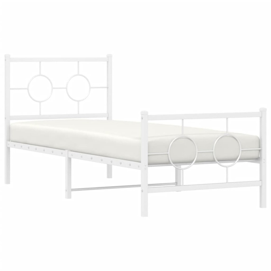 Estructura cama sin colchón con estribo metal blanco 75x190
