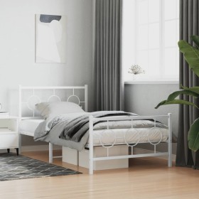 Estructura cama sin colchón con estribo metal blanco 100x200
