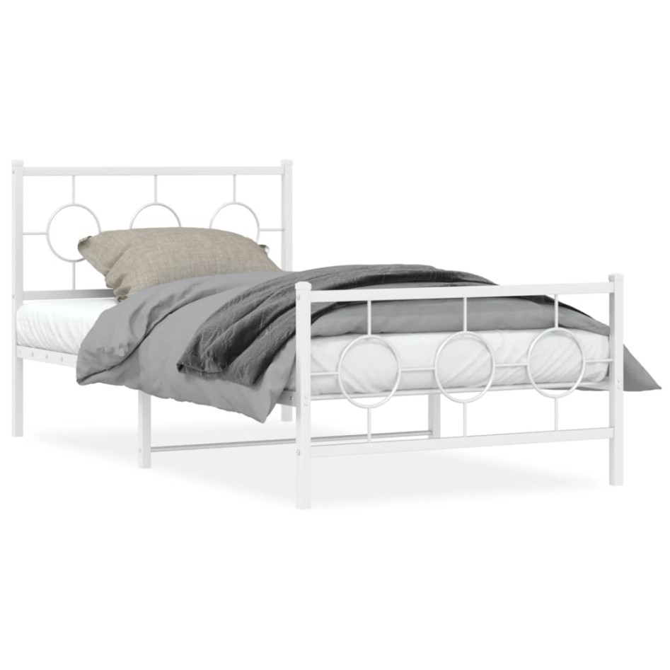 Estructura cama sin colchón con estribo metal blanco 100x200