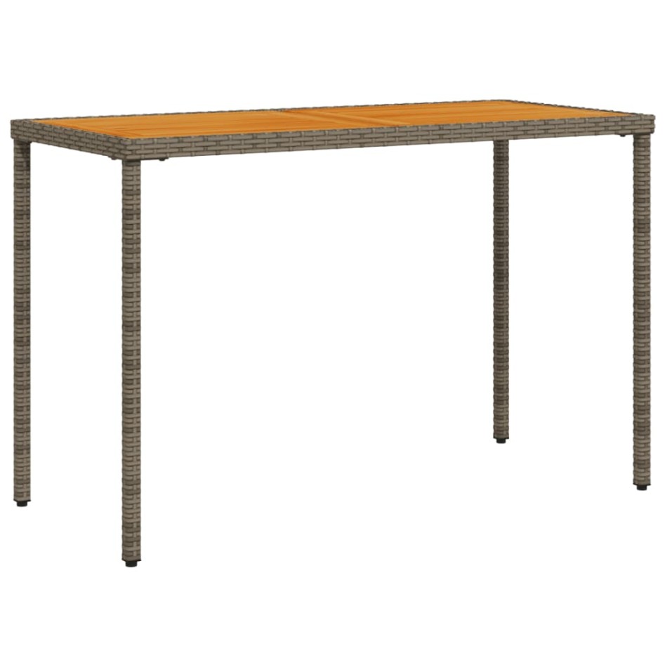 Mesa de jardín superficie de madera ratán PE gris 115x54x74