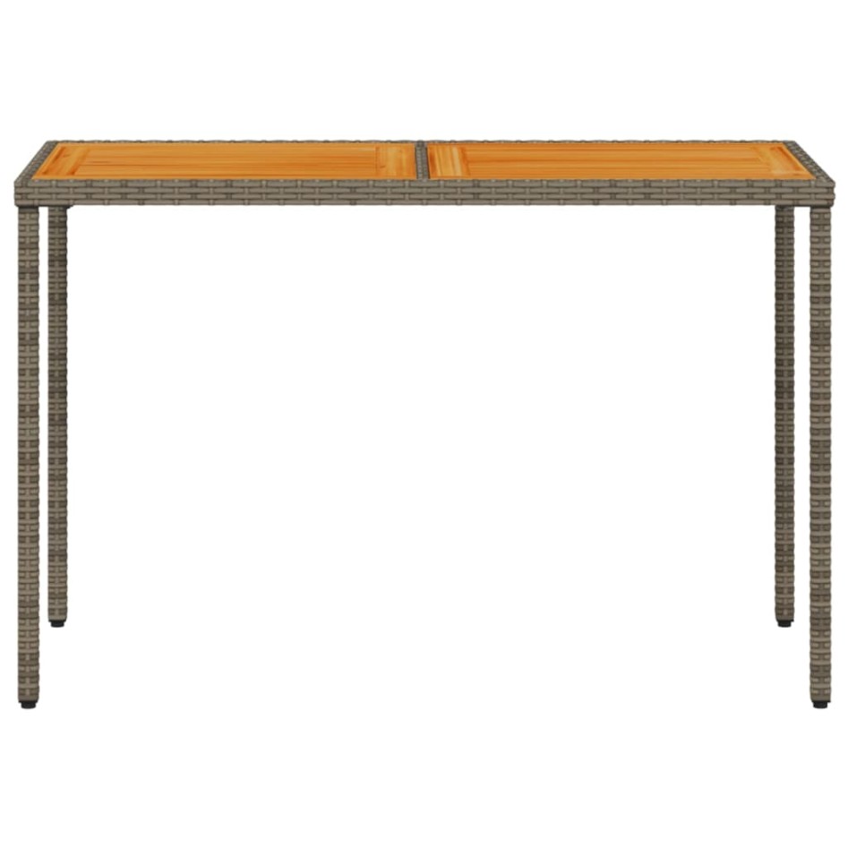 Mesa de jardín superficie de madera ratán PE gris 115x54x74