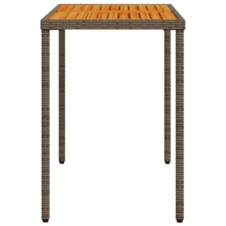 Mesa de jardín superficie de madera ratán PE gris 115x54x74