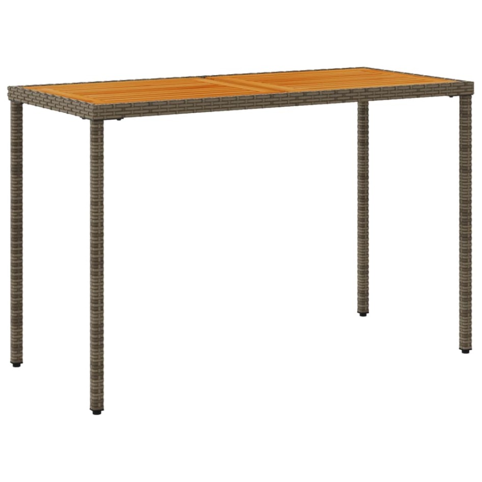 Mesa de jardín superficie de madera ratán PE gris 115x54x74