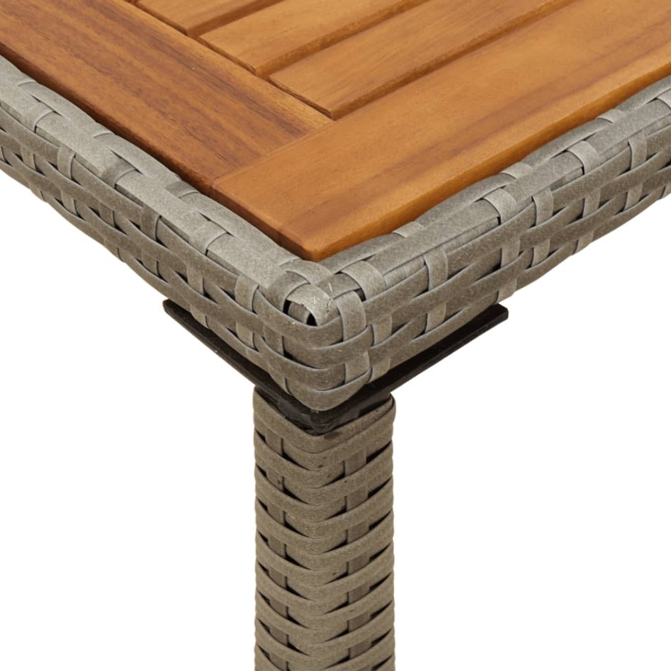 Mesa de jardín superficie de madera ratán PE gris 115x54x74
