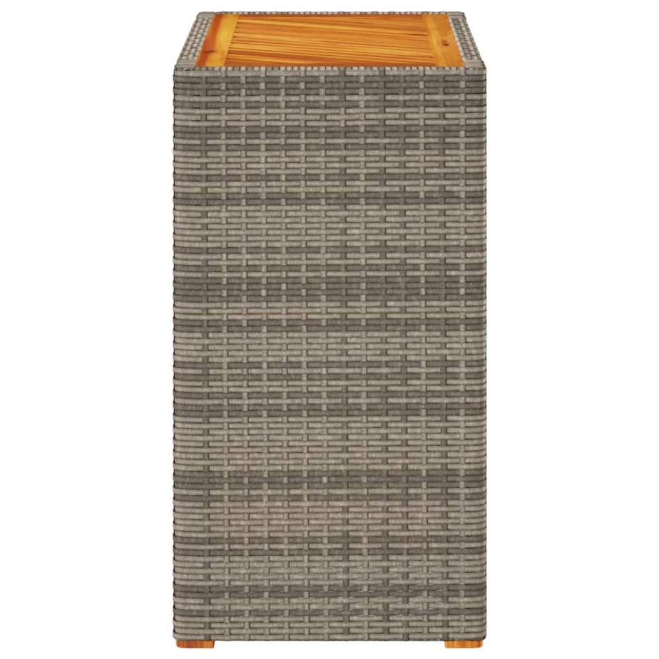 Mesa auxiliar jardín tapa madera ratán PE gris 60x40x75