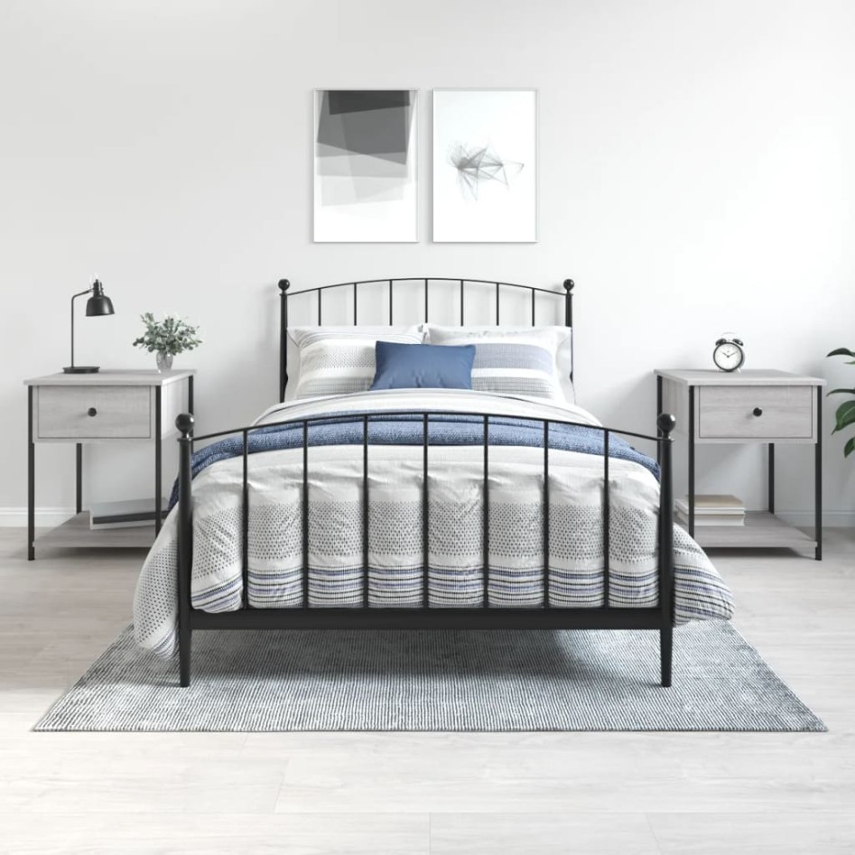 Mesita de noche 2 uds madera ingeniería gris Sonoma 44x45x58