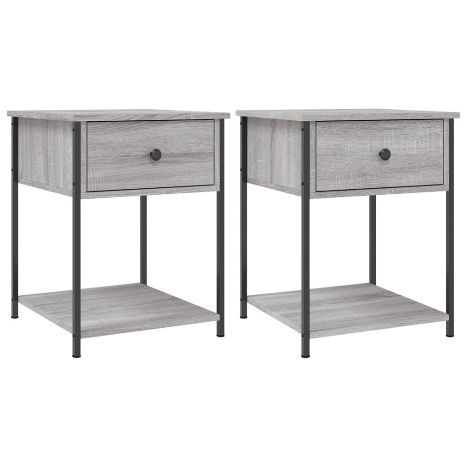 Mesita de noche 2 uds madera ingeniería gris Sonoma 44x45x58