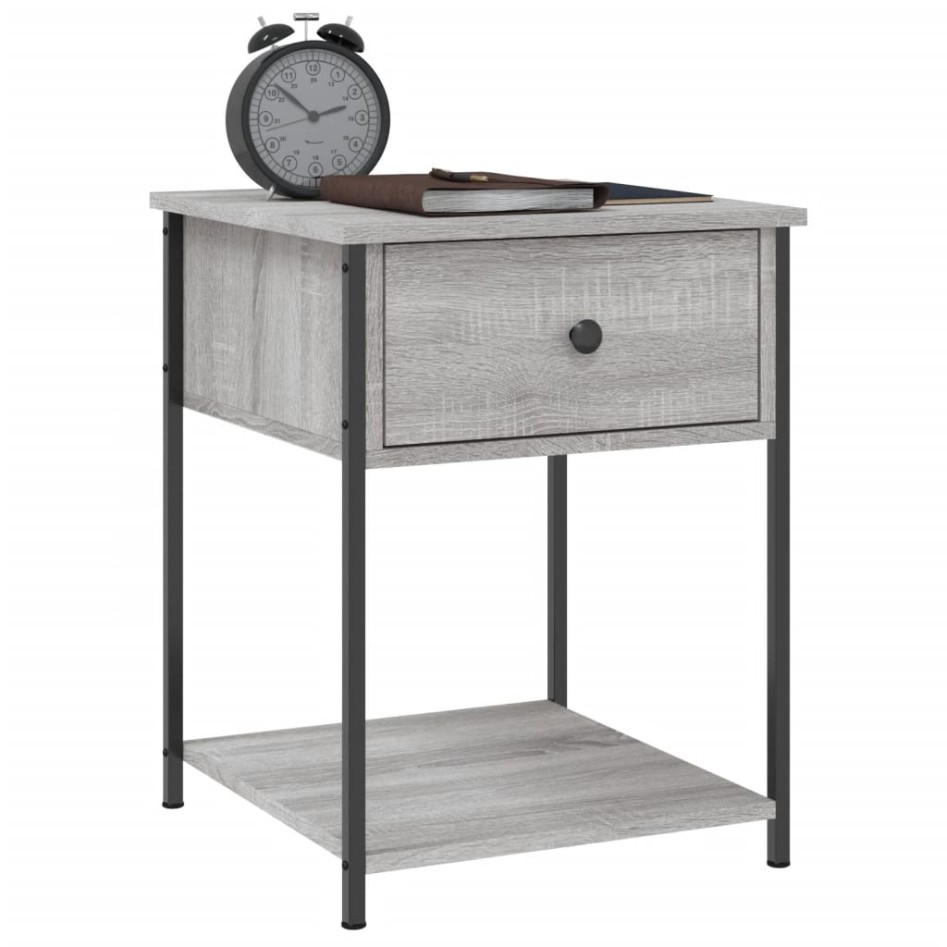 Mesita de noche 2 uds madera ingeniería gris Sonoma 44x45x58