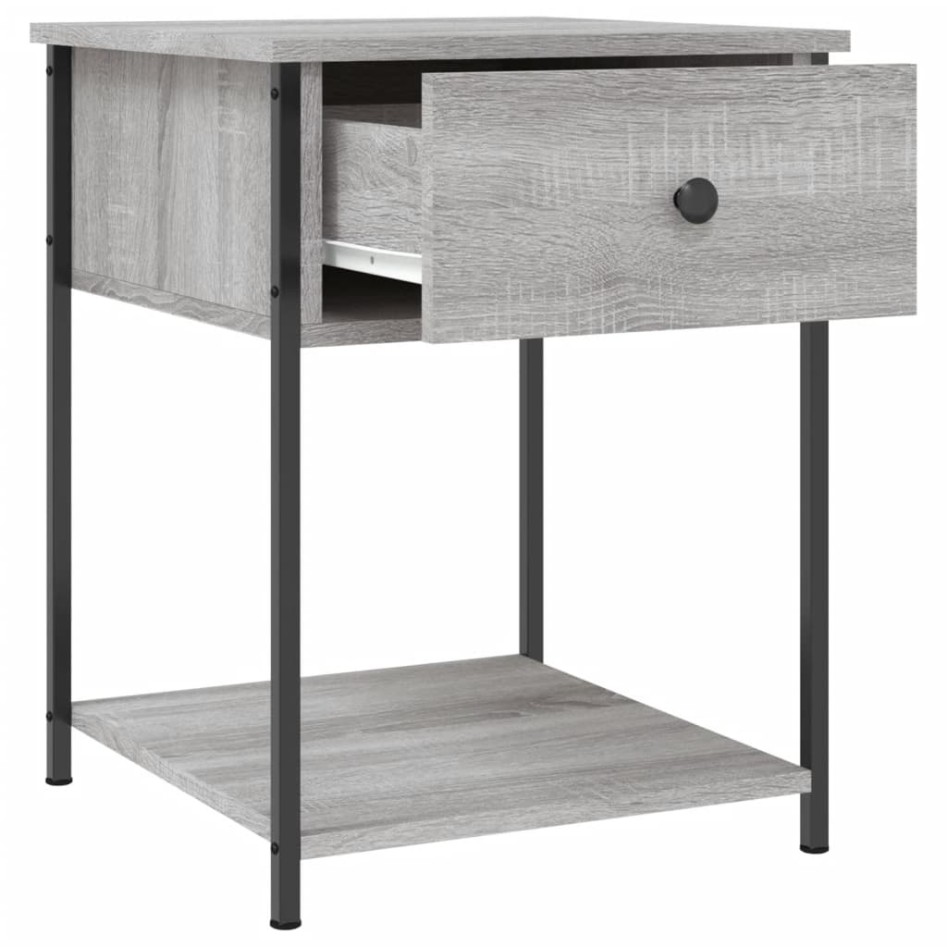 Mesita de noche 2 uds madera ingeniería gris Sonoma 44x45x58