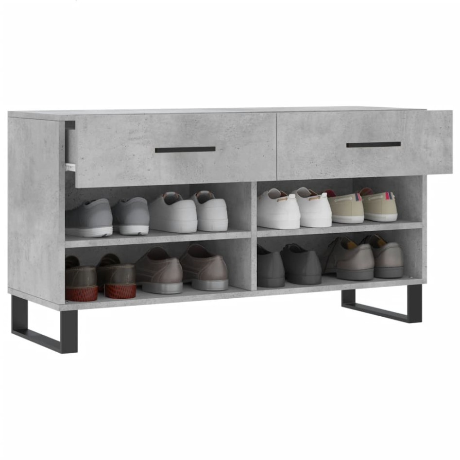 Banco zapatero madera de ingeniería gris hormigón 102x35x55