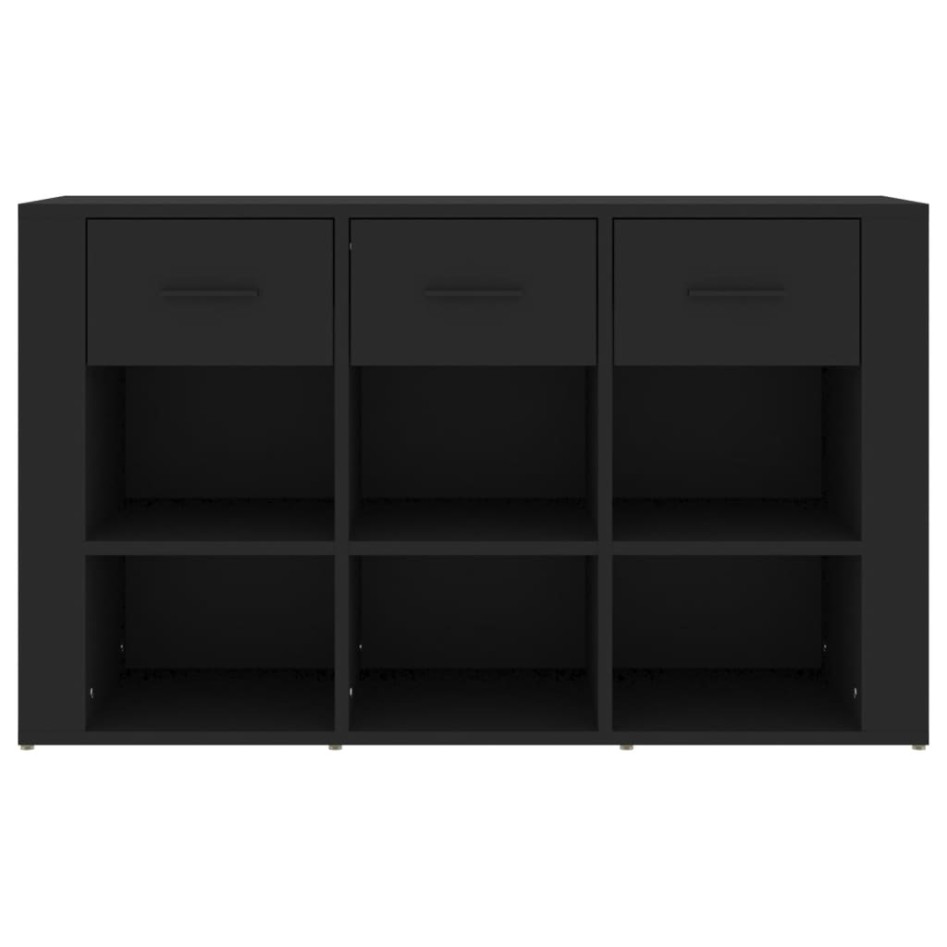 Aparador de madera contrachapada negro 100x30x59,5