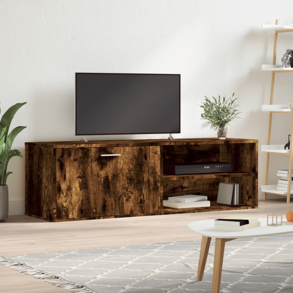 Mueble de TV madera de ingeniería roble ahumado 120x34x37