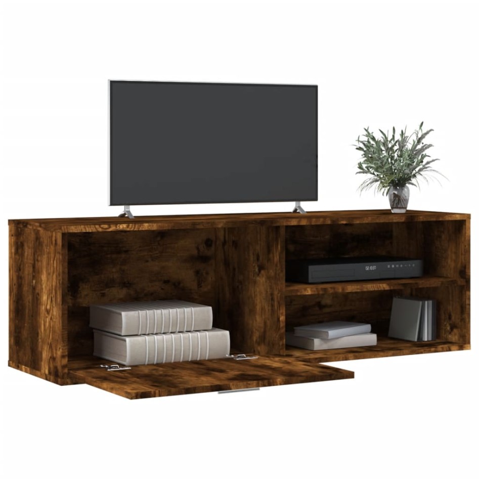 Mueble de TV madera de ingeniería roble ahumado 120x34x37