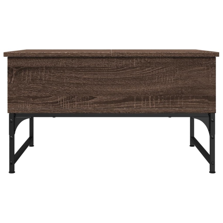 Mesa de centro madera ingeniería metal marrón roble 70x50x40