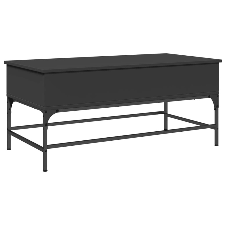 Mesa de centro madera de ingeniería y metal negro 100x50x45