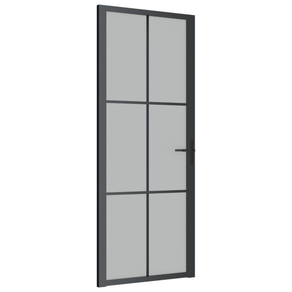 Puerta interior de vidrio y aluminio negro mate 83x201,5