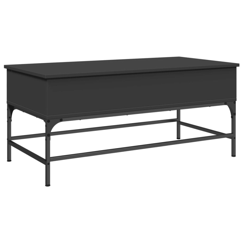Mesa de centro madera de ingeniería y metal negro 100x50x45