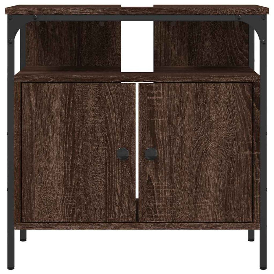 Armario lavabo baño madera ingeniería roble marrón 60x30x60