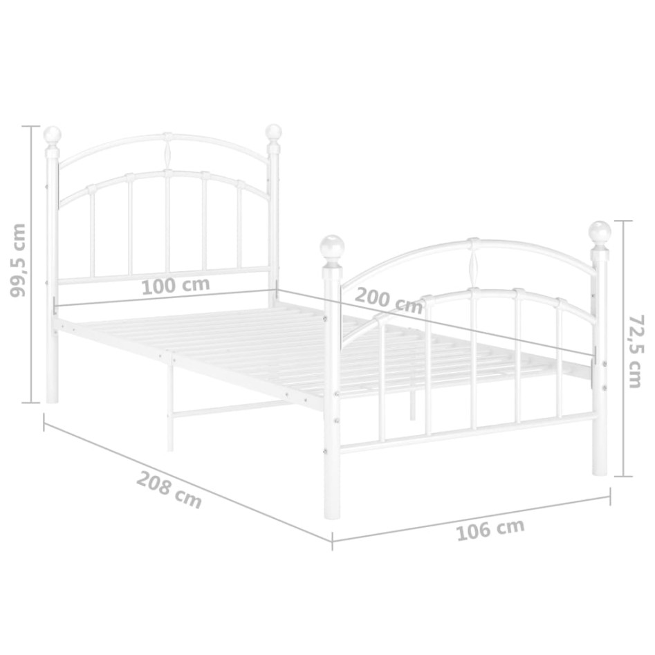 Estructura de cama de metal blanco 100x200