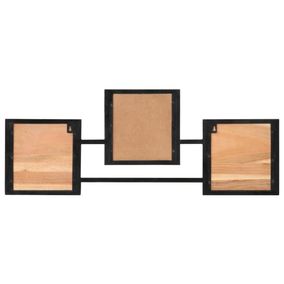 Perchero de pared madera maciza de acacia y hierro 90x1x35