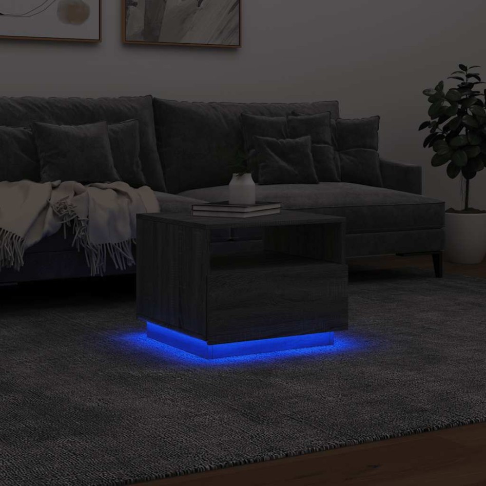 Mesa de centro con luces LED gris Sonoma 50x49x40