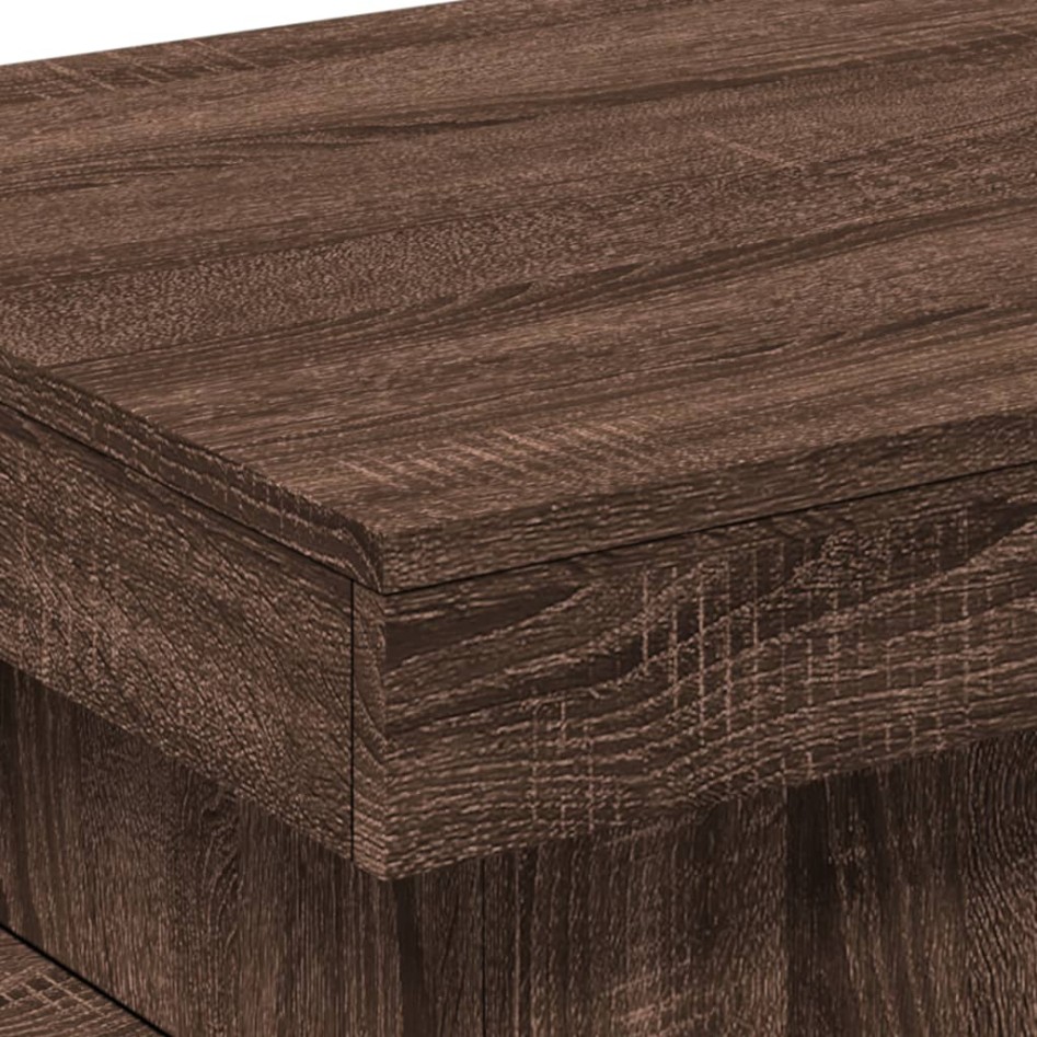 Mesa de centro con luces LED marrón roble 50x50x40