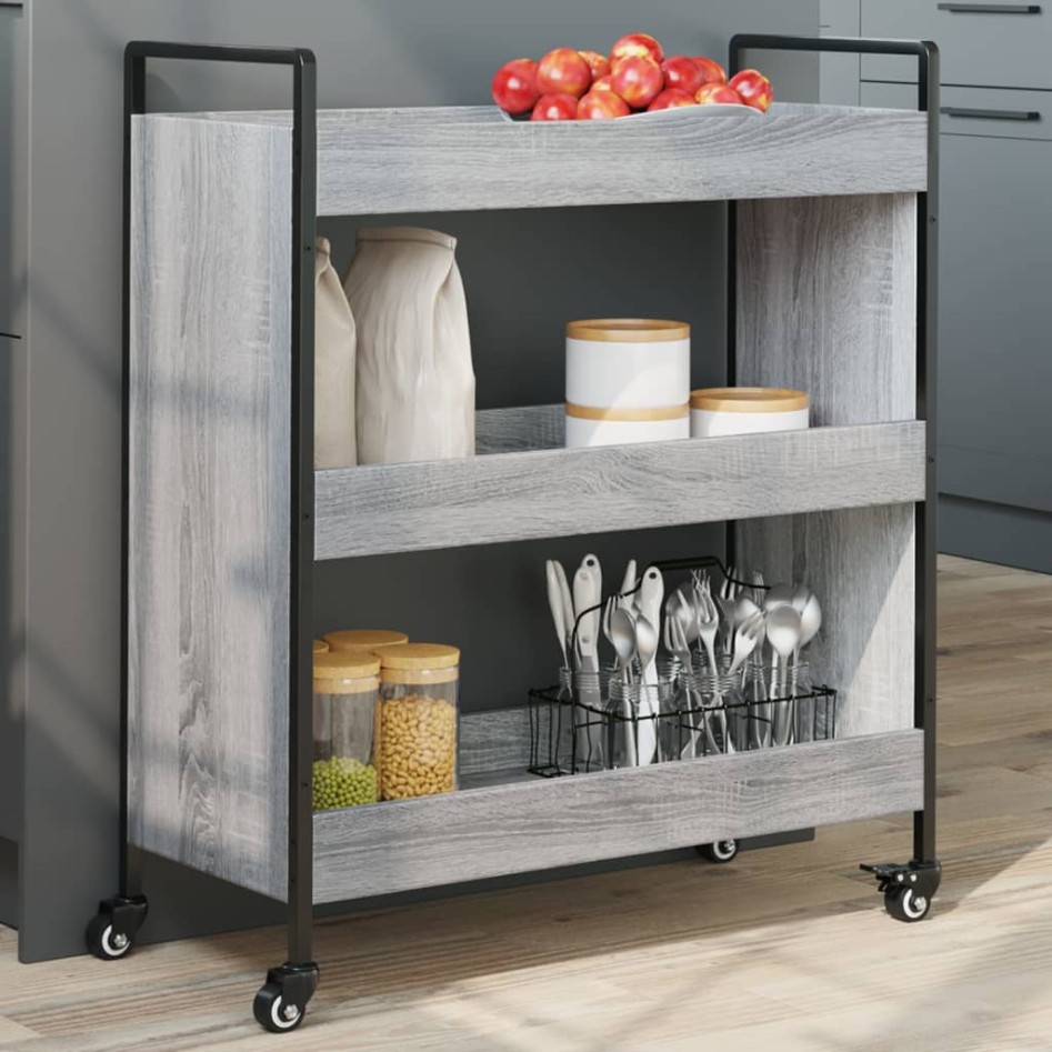 Carrito de cocina madera de ingeniería gris Sonoma 70x30x82