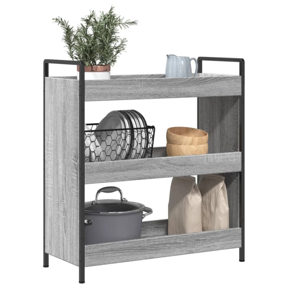 Carrito de cocina madera de ingeniería gris Sonoma 70x30x82
