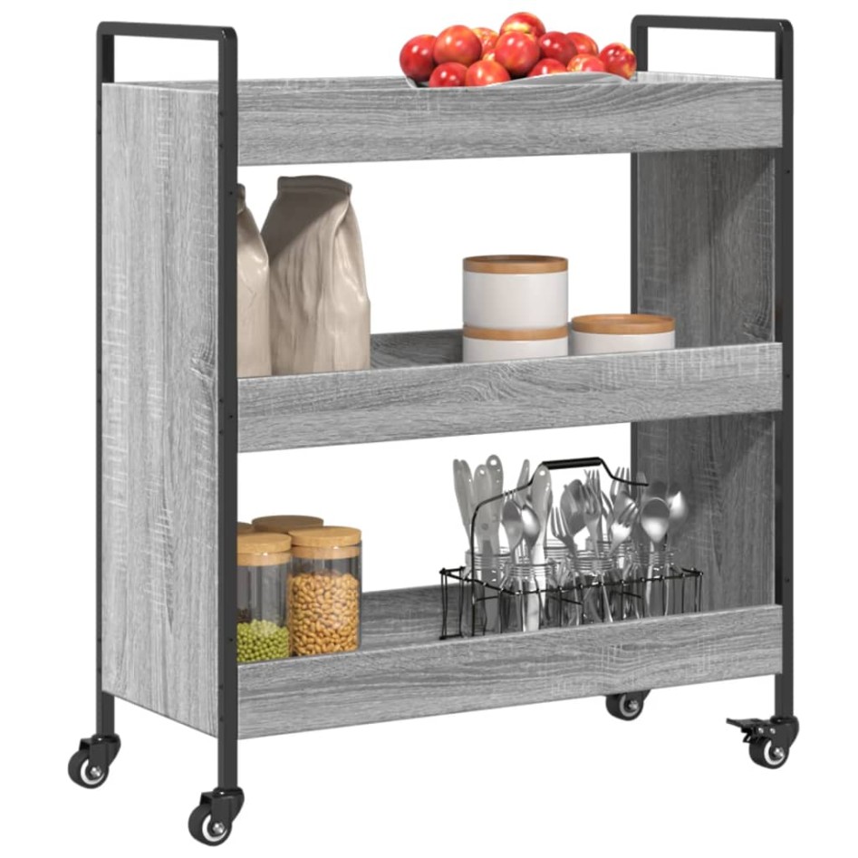 Carrito de cocina madera de ingeniería gris Sonoma 70x30x82