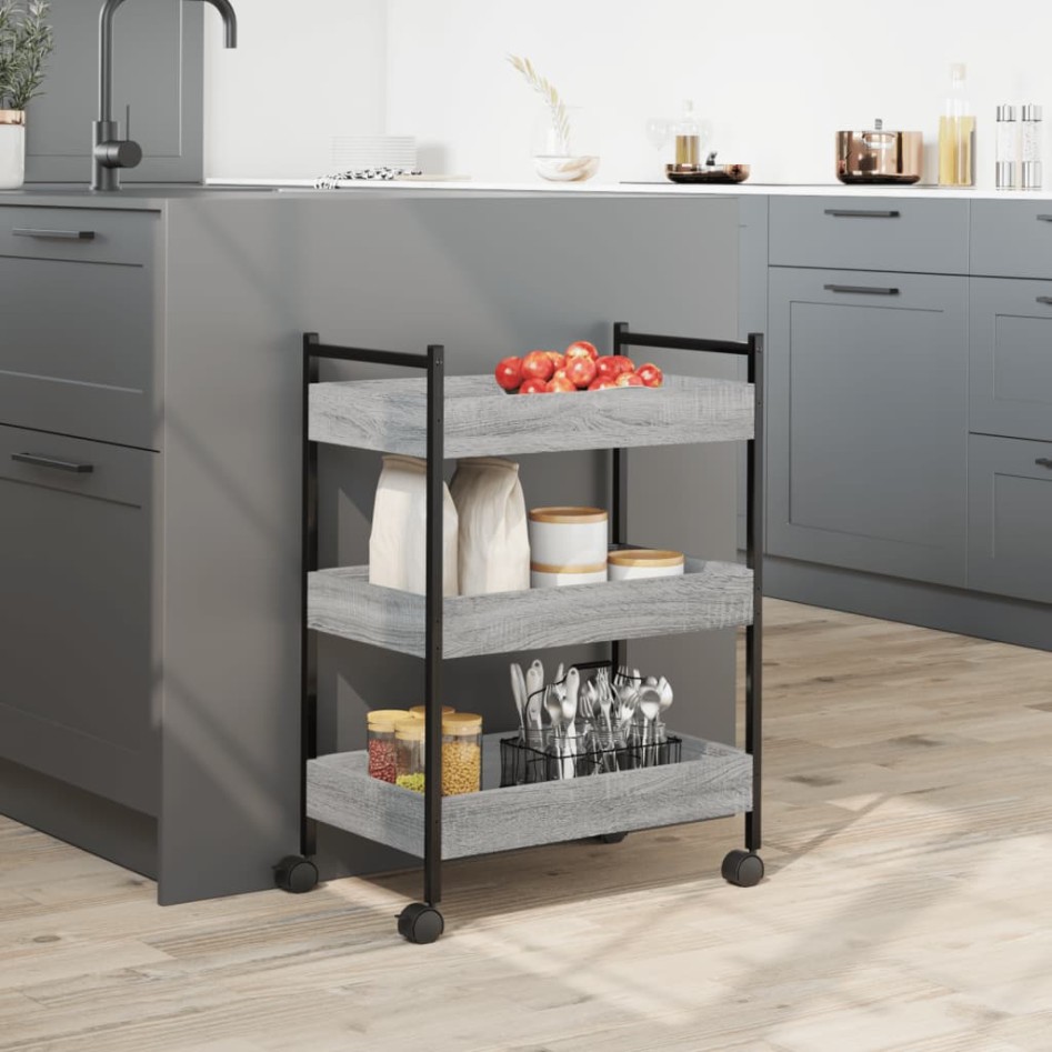 Carrito de cocina madera de ingeniería gris Sonoma 50x30x70