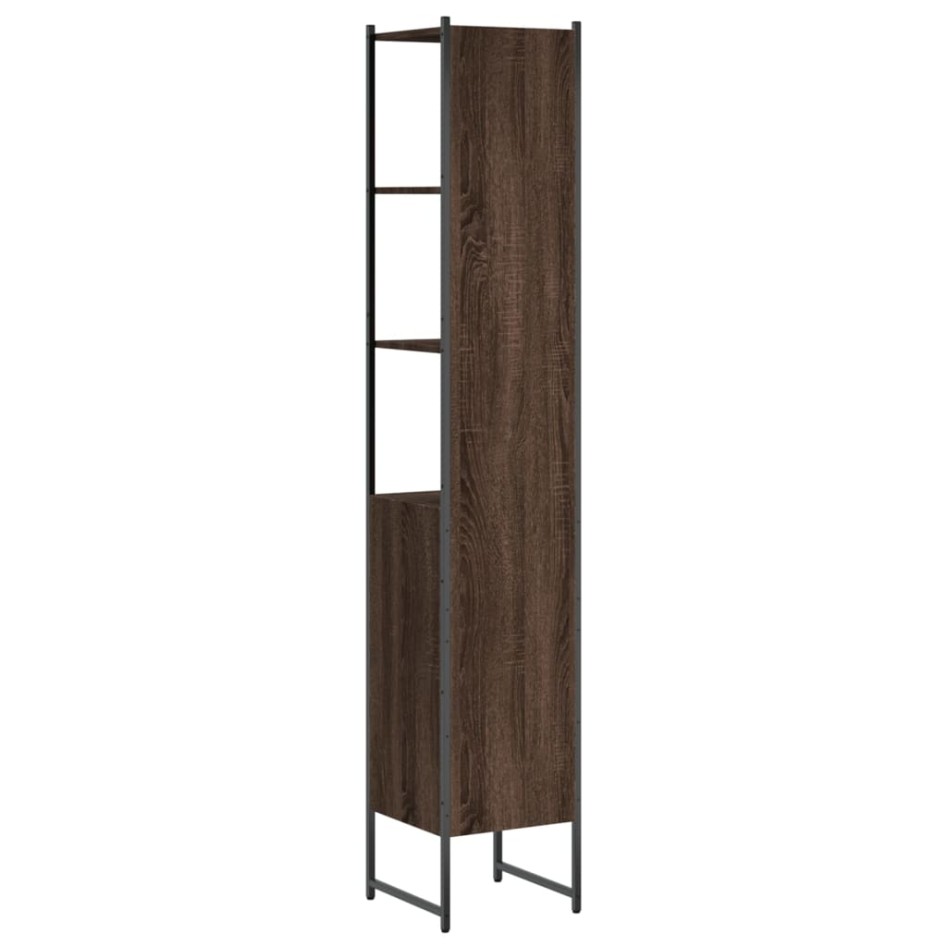 Armario de baño madera ingeniería marrón roble 33x33x185,5