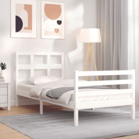 Estructura de cama con cabecero madera maciza