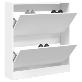 Zapatero de madera de ingeniería blanco 80x21x87,5