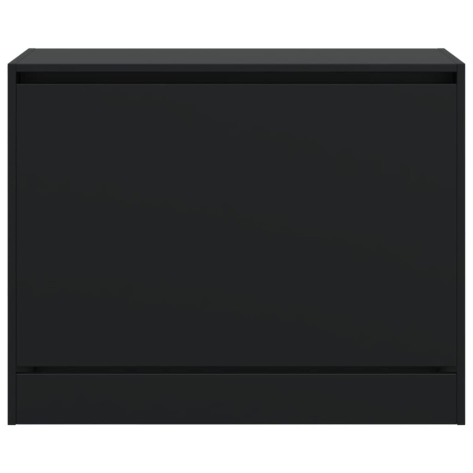 Zapatero de madera de ingeniería negro 80x34x63