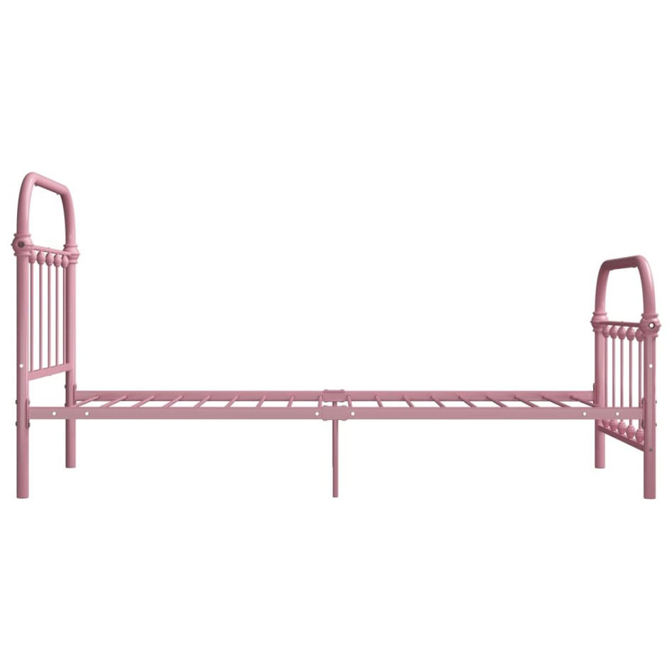 Estructura de cama de metal rosa 90x200