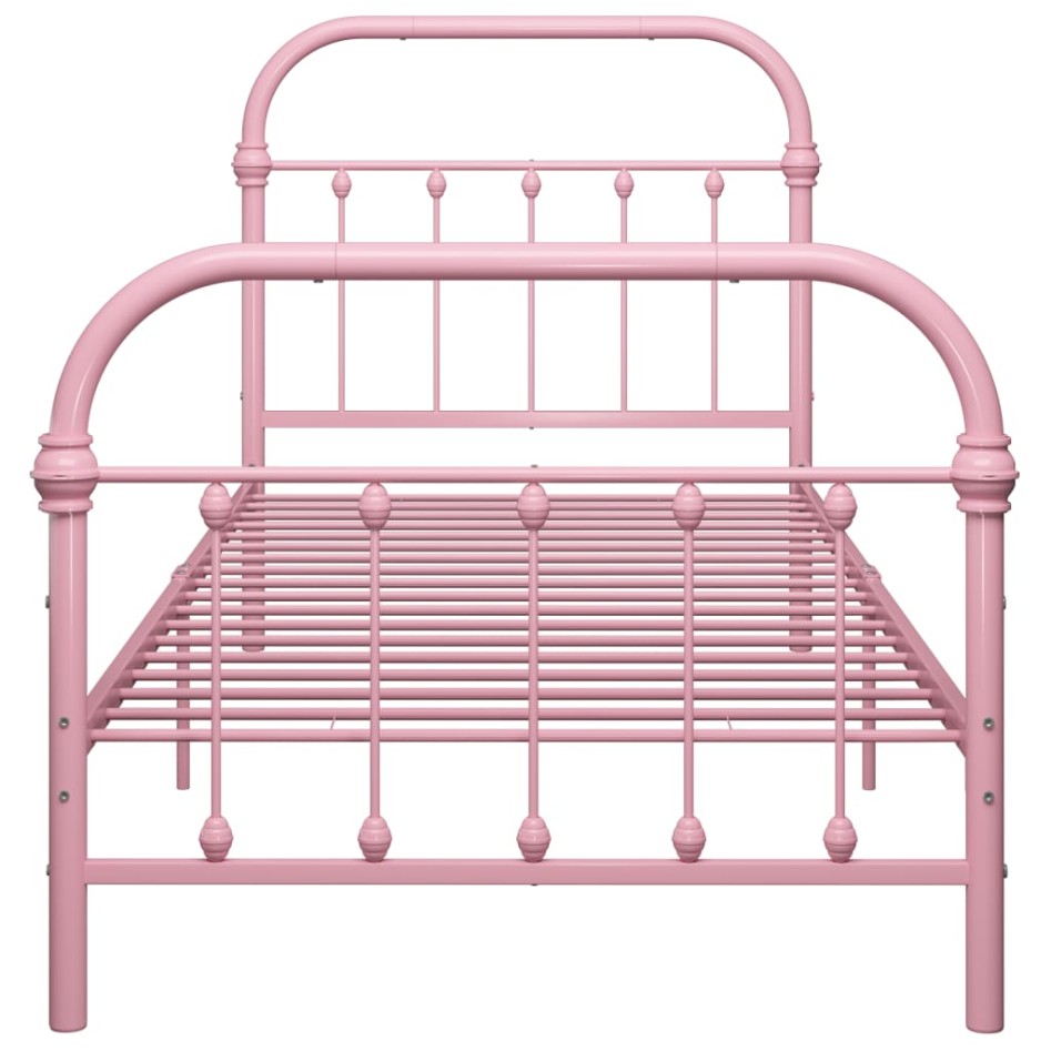 Estructura de cama de metal rosa 90x200