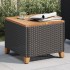 Mesa de jardín ratán sintético madera acacia negro 45x45x37