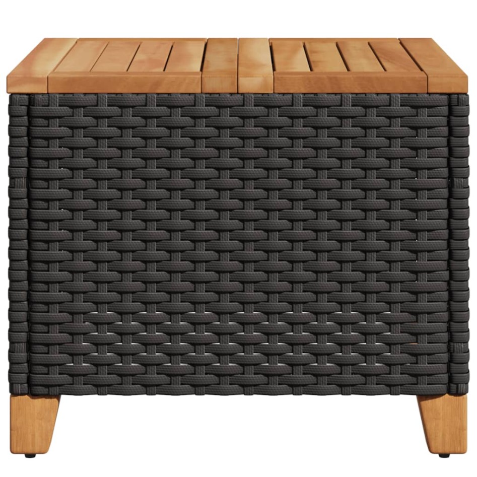 Mesa de jardín ratán sintético madera acacia negro 45x45x37