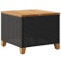 Mesa de jardín ratán sintético madera acacia negro 45x45x37