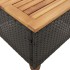 Mesa de jardín ratán sintético madera acacia negro 45x45x37