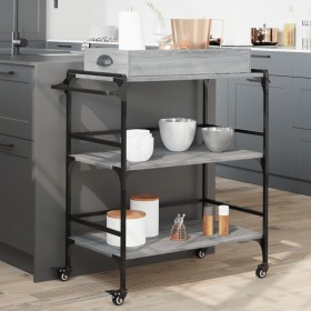 Carrito de cocina madera ingeniería gris Sonoma 81,5x41x92,5