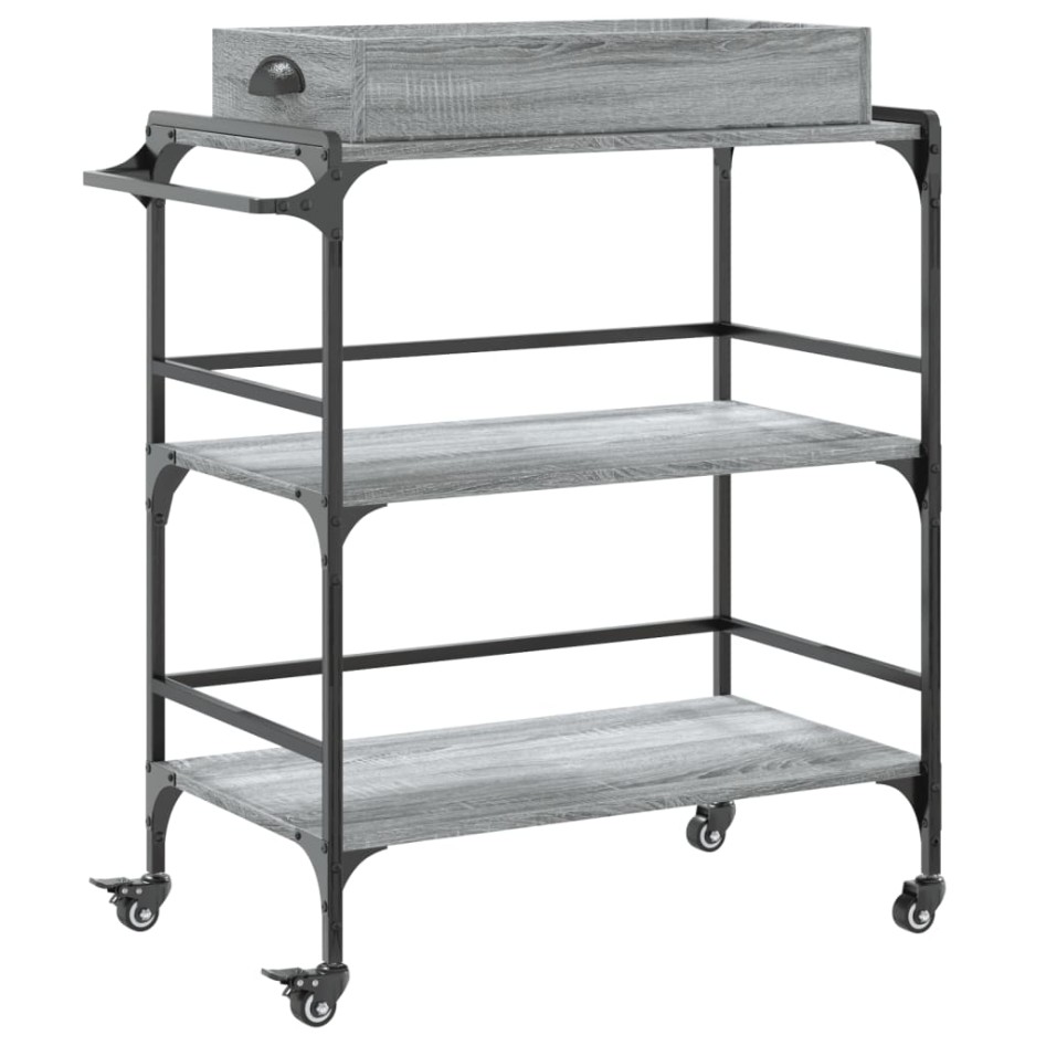 Carrito de cocina madera ingeniería gris Sonoma 81,5x41x92,5