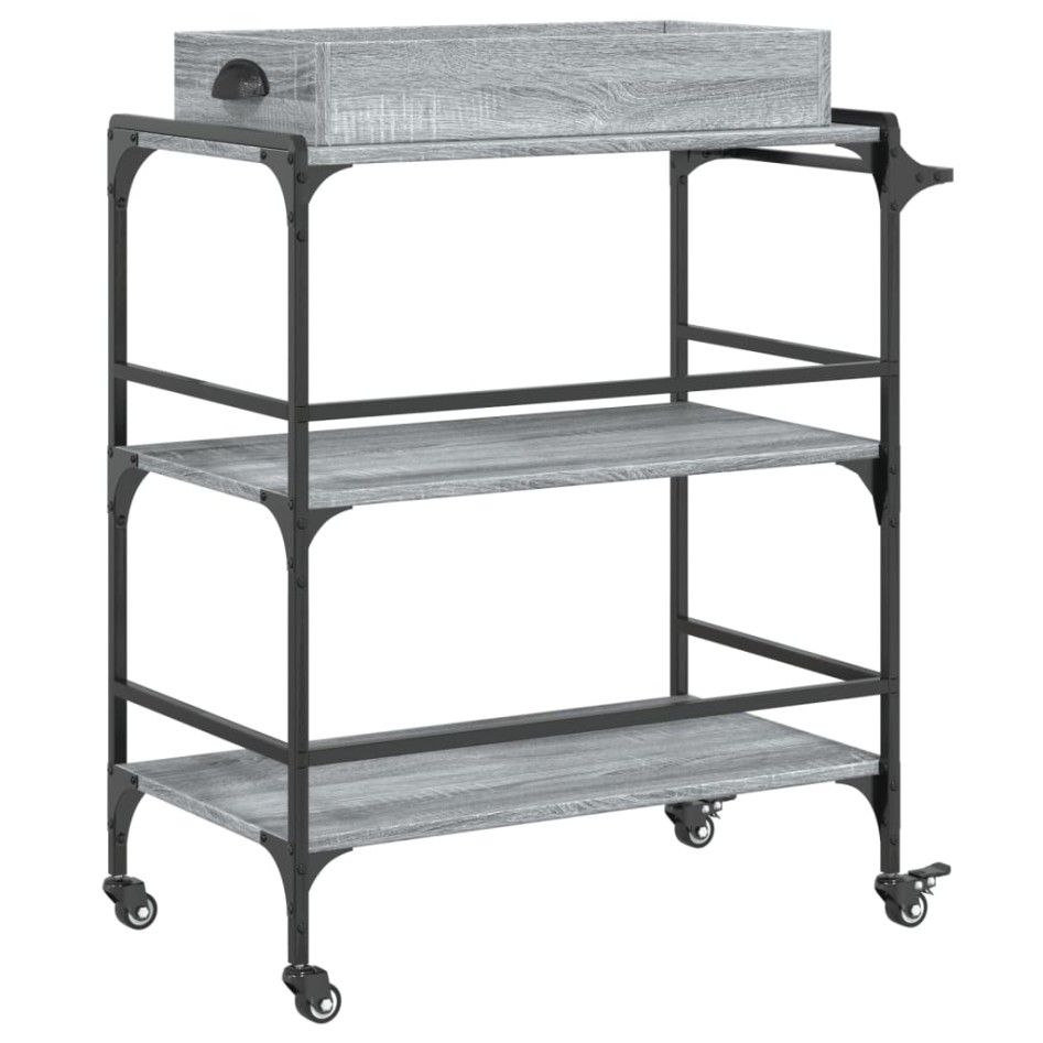 Carrito de cocina madera ingeniería gris Sonoma 81,5x41x92,5