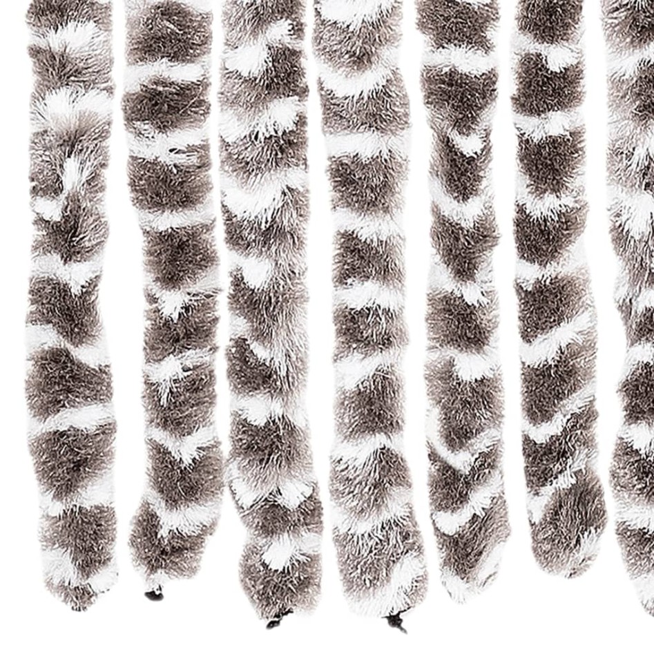 Cortina antimoscas chenilla gris taupe y blanco 90x200